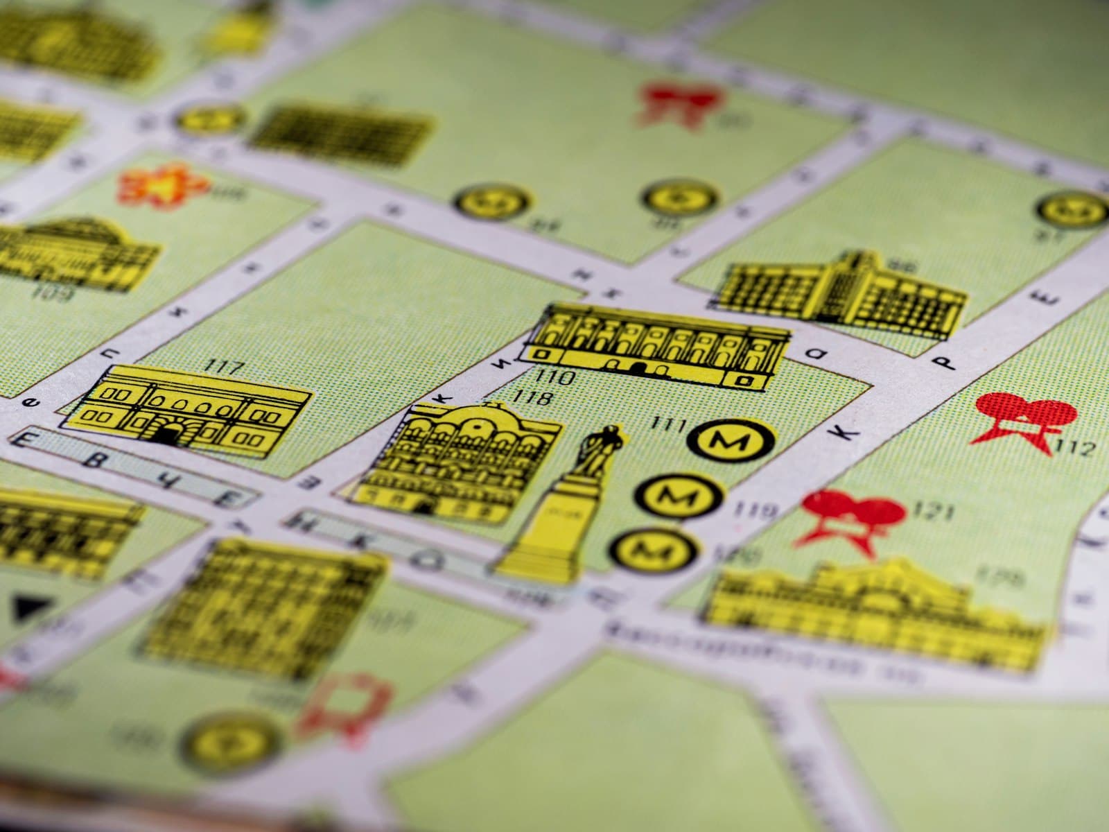 Illustrated street map with location markers